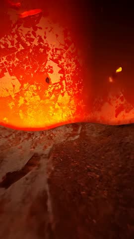 Pulsing Molten Furnace Shedding Embers and Flaking Scale – Vertical Industrial Video
