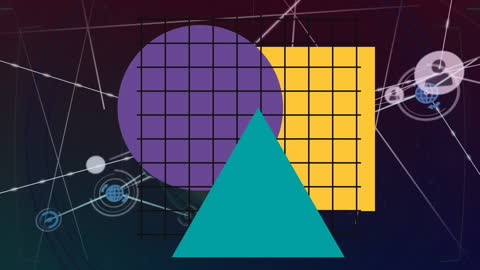 Abstract Digital Connection Network with Geometric Shapes