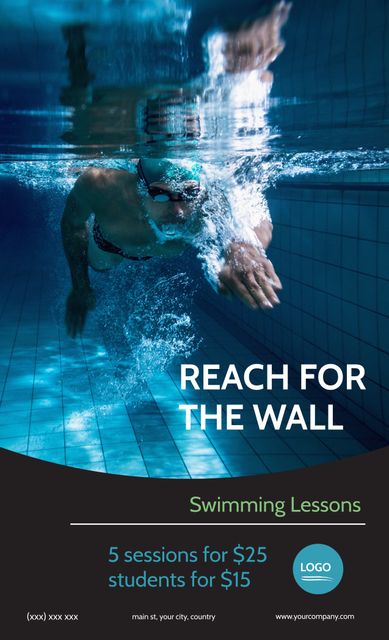 Determined Swimmer Reaching for Wall Underwater - Download Free Stock Templates Pikwizard.com