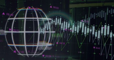 Digital Globe and Stock Market Graphs in Data Server Environment - Download Free Stock Images Pikwizard.com