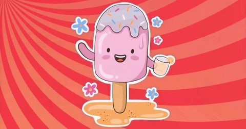 Playful Pink Popsicle with Sprinkles and Drink