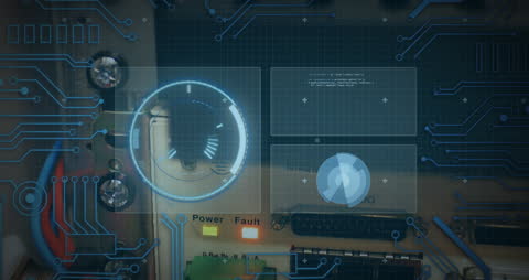 Futuristic Digital Interface with Globe and Circuit Overlay