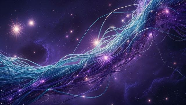 Glowing braided filaments in vivid cosmic setting