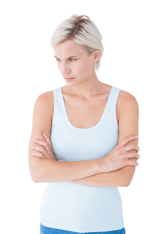 Transparent Angry Woman Crossing Arms Eyes Looking Aside - Download Free Stock Videos Pikwizard.com