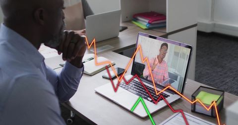Virtual Financial Meeting with Stock Market Graphs