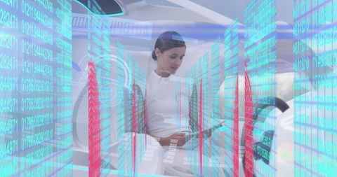 Futuristic biometric data interface in self-driving car