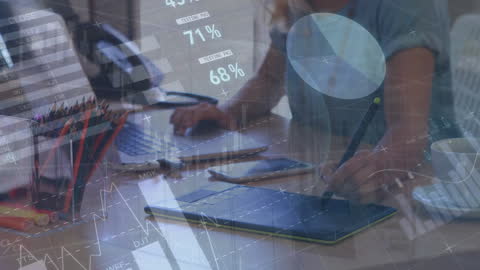 Businesswoman Analyzing Digital Financial Data with Tablet