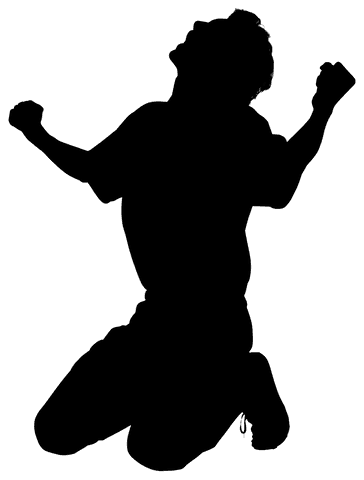 Silhouette of Sportsman Celebrating Triumph on Transparent Background