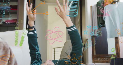 Man Engaging with Science Concepts Using Augmented Reality