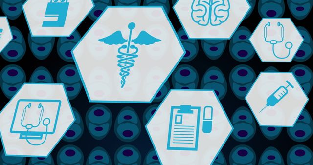 Healthcare Icons over Molecular Cells Background Representing Medical Concepts - Download Free Stock Images Pikwizard.com