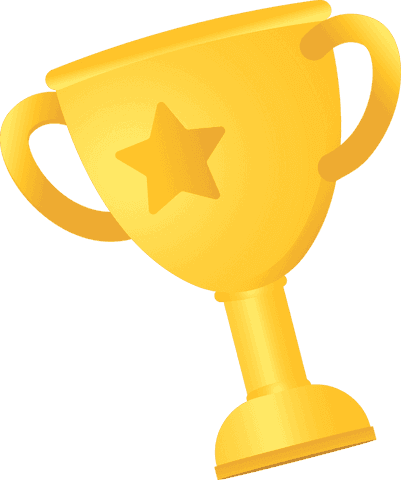 Transparent golden trophy cup with star icon for achievement