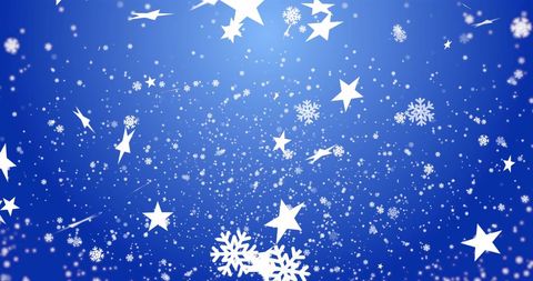 Festive Snowflakes and Stars on Blue Winter Background