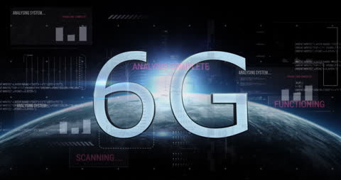 Futuristic 6G Technology Animation with Planet Overlay