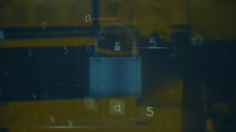 Cyber Security Matrix with Digital Padlock Overlay