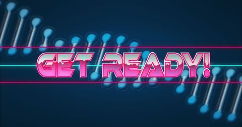 Get Ready Neon Text on Spinning DNA Background - Download Free Stock Images Pikwizard.com