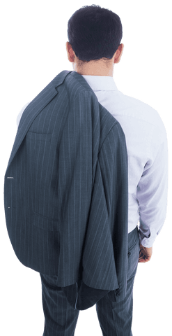 Asian Businessman with Jacket Slung Over Shoulder Transparent Background