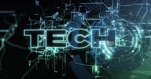 Futuristic Digital TECH Text with Glowing Cyber Circuits - Download Free Stock Images Pikwizard.com