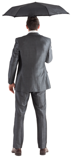 Rear View of Businessman Holding a Transparent Umbrella in Suit - Download Free Stock Videos Pikwizard.com