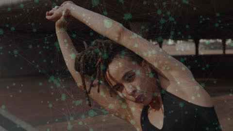 Woman Exercising with Futuristic Digital Interpretation