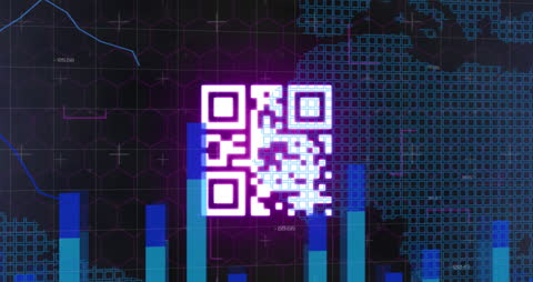 Futuristic QR Code with Digital Data Visualization