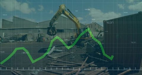 Construction Site with Overlaid Financial Graph