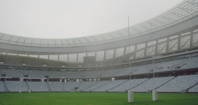 Empty Misty Stadium With Lush Green Field - Download Free Stock Images Pikwizard.com