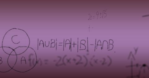 Abstract mathematical equations on pink graphic background
