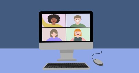 Virtual Team Meeting on Computer Screen Illustrating Digital Communication - Download Free Stock Images Pikwizard.com