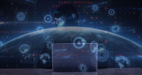Mysterious Hacker Overworld with Cyber Attack Warnings and Scans - Download Free Stock Images Pikwizard.com