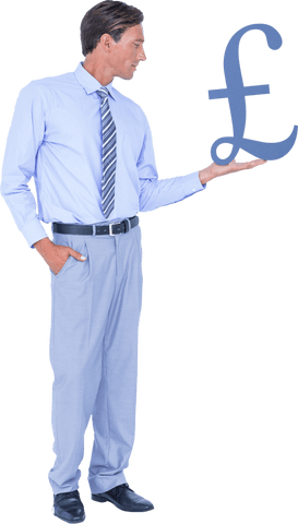 businessman holding transparent pound symbol confidently - Download Free Stock Videos Pikwizard.com