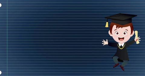 Happy Graduating Child Illustration with Diploma on Blue Background - Download Free Stock Images Pikwizard.com