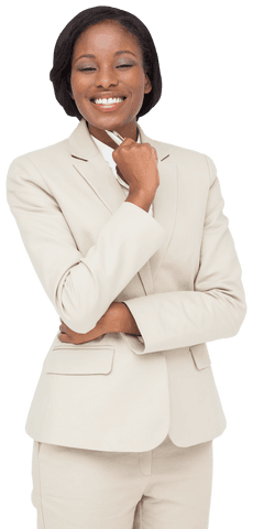 Smiling african american businesswoman on transparent background