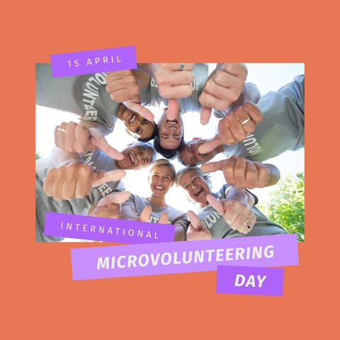 happy volunteers celebrating international microvolunteering day - Download Free Stock Templates Pikwizard.com