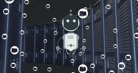 AI Chat Bot Interface with Digital Communication Icons - Download Free Stock Images Pikwizard.com