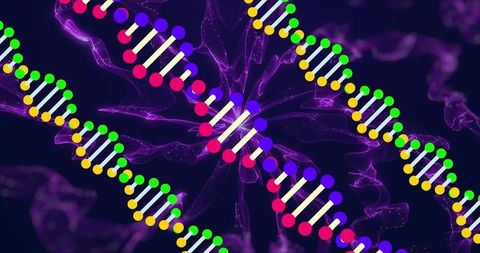 Futuristic Abstract DNA Graphic on Dark Background