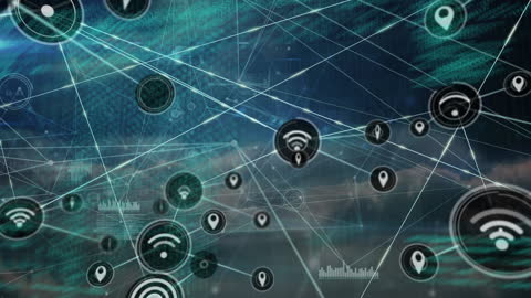 Futuristic Digital Network with Data Processing Visuals