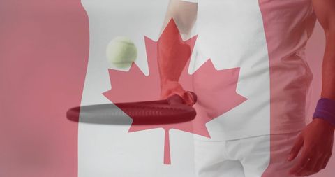 Canadian Flag Overlay on Tennis Player Signifying Sports Patriotism