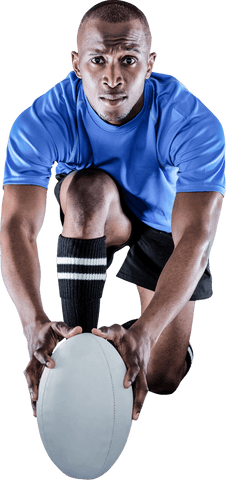 Transparent Athlete Holding Rugby Ball in Dynamic Kneeling Pose - Download Free Stock Videos Pikwizard.com