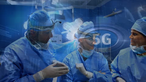 Surgeons Communicating with 5G Technology Integration