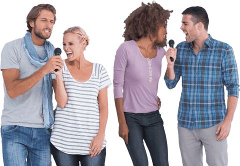 Diverse Group Singing Karaoke with Enthusiasm and Laughter - Download Free Stock Videos Pikwizard.com