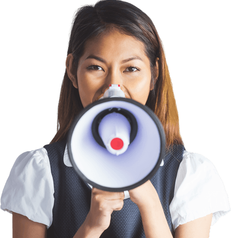 Transparent Portrait of Exuberant Woman with Megaphone - Download Free Stock Videos Pikwizard.com