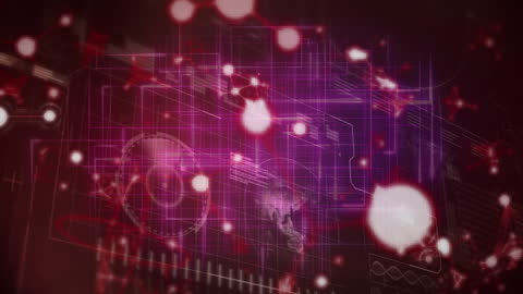 Futuristic Digital Interface with Neon Lines and Molecular Structures