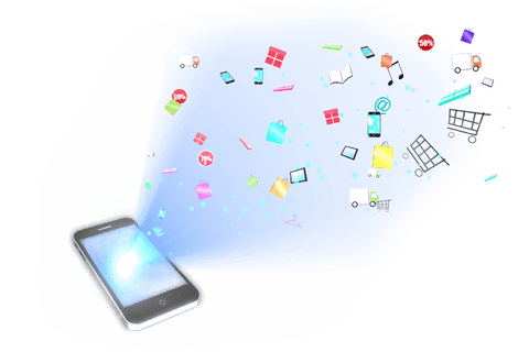 digital items emerging from smartphone on transparent background - Download Free Stock Videos Pikwizard.com