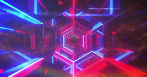 Futuristic Neon Kaleidoscopic Tunnel Lighting