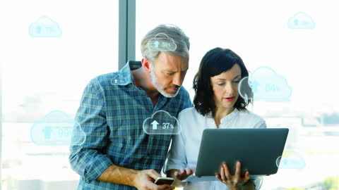 Business Professionals Analyzing Cloud Computing Data