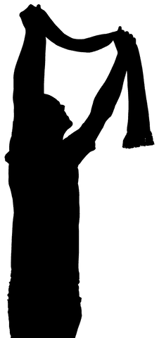 Silhouette of man wearing scarf on transparent background