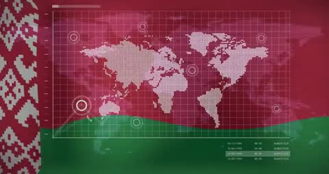 World Map with Digital Data Points and Futuristic Overlay