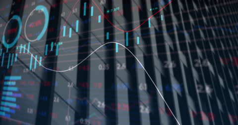 Digital Stock Market Trends Over Virtual Cityscape