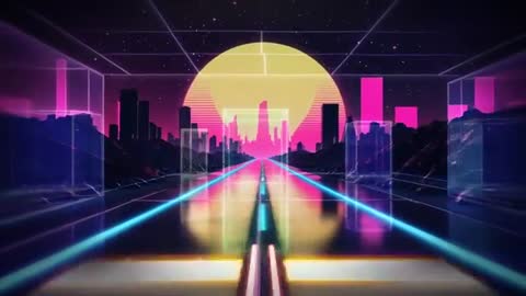 Retro Futuristic Neon Cityscape with Synthwave Vibes