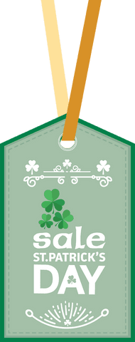 St. Patrick's Day Sale Tag with Irish Symbols on Transparent Background